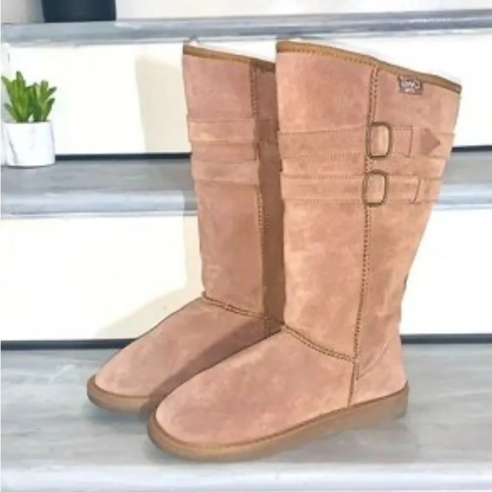 Emu Wool Tan Brown Winter Snow Boots with Buckle Accents Casual Size 6